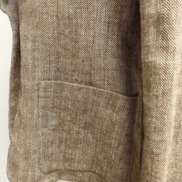 Max Mara herringbone blazer brown tan Italy linen 8 - Picture 3 of 8